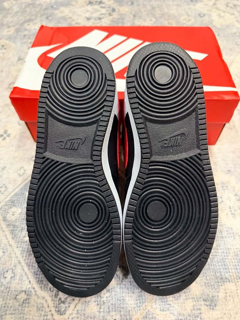 Nike Court Vision Low Next Nature Sneakers Black White Red- 7W/5.5Y - Picture 9 of 10